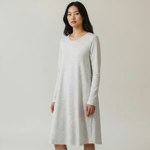 Three Bird Nest Jake Long Sleeve Crewneck Jersey Dress Gray Heather Sz Medium